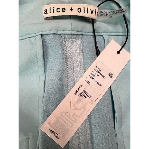 Alice + Olivia Powder Blue Conry Pleated Cuff Short NWT Size 12 - Picture 5 of 6